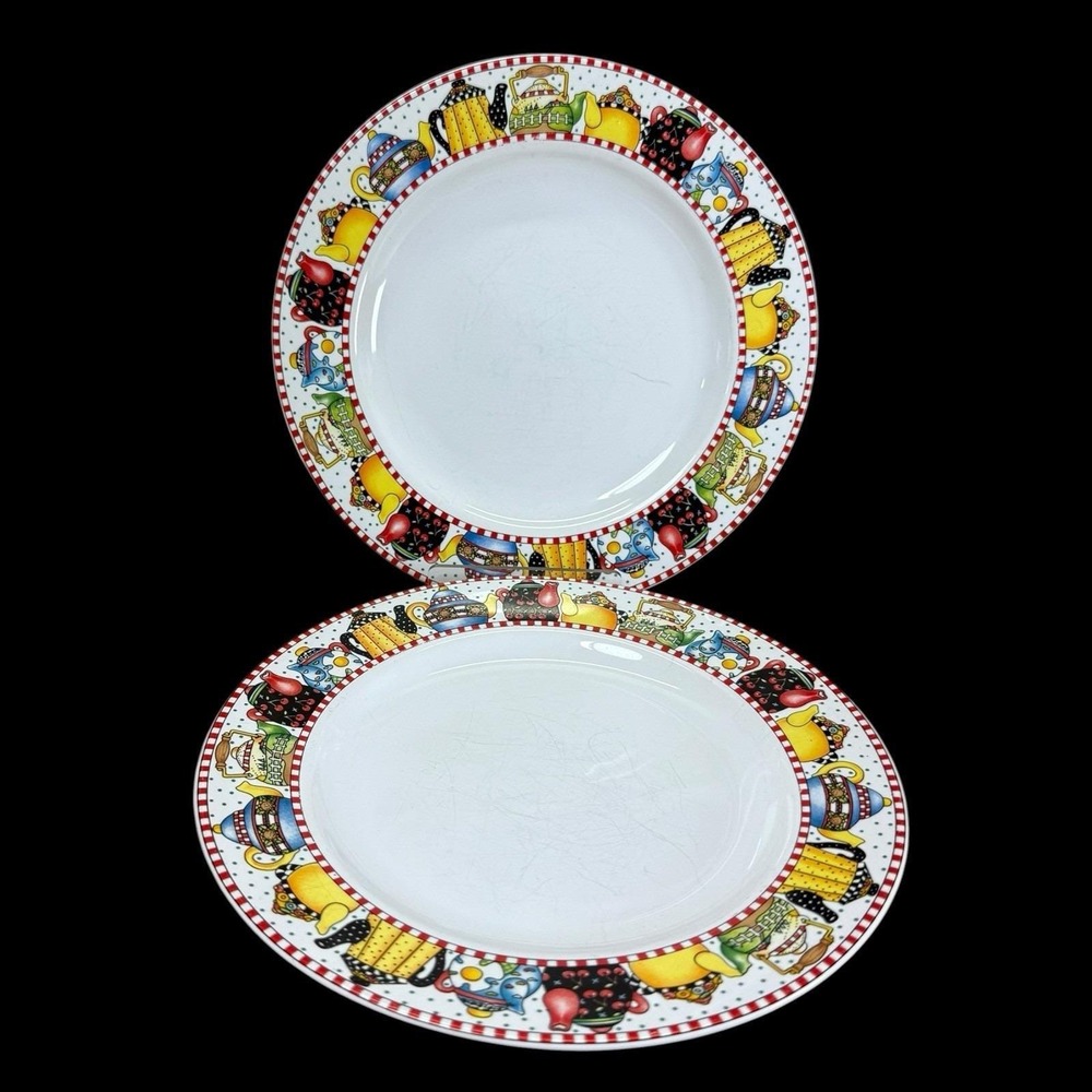 Mary Engelbreit Sakura Afternoon Tea Salad Plates 8 Inch Vintage 1994‎ Set Of 2